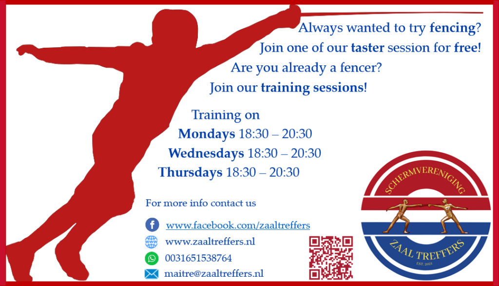 Fencing club Zaal Treffers offers fencing lessons and fencing clinics in Leiden and Oegstgeest. Come for a free trial lesson! Children, women and men can enjoy epee fencing!